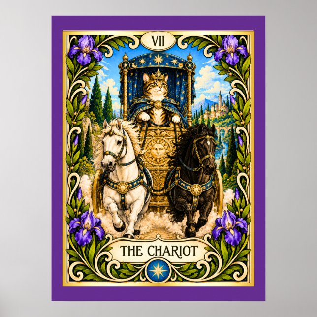 Affiche Le Tarot du Chat au Chariot - Triomphe et Volonté (Devant)