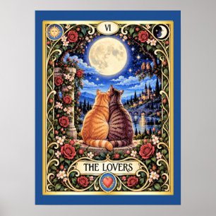 Affiche Le Tarot du Chat des Amants - Harmonie et Connexio