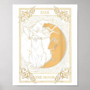 Affiche Le Tarot Lune Xvii Inspiré Chat Noir sorcier Casqu