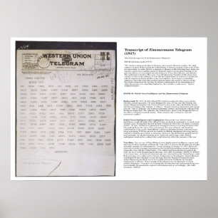 Affiche Le télégraphe de télégramme de Zimmermann avec
