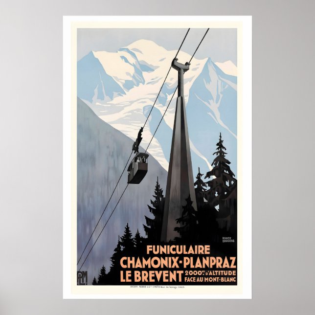 Affiche Le téléphérique du Brévent à Chamonix France Monta (Devant)