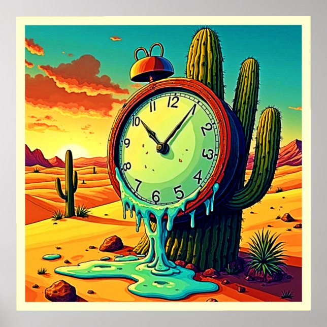 Affiche Le Temps Du Désert S'Éteint Horloge (Devant)
