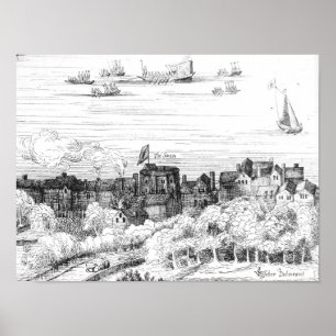 Affiche Le théâtre de cygne sur le Bankside en tant que