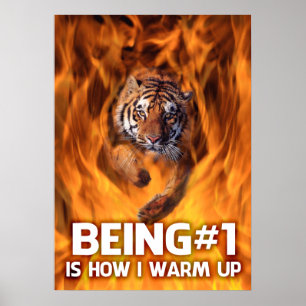 Affiche Le tigre saute à travers les flammes