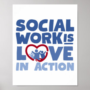 Affiche Le Travailleur Social Est Amoureux En Action Coeur