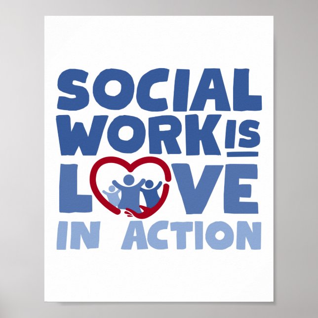 Affiche Le Travailleur Social Est Amoureux En Action Coeur (Devant)