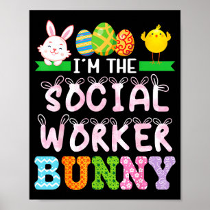 Affiche Le travailleur social lapin jour de Pâques travail