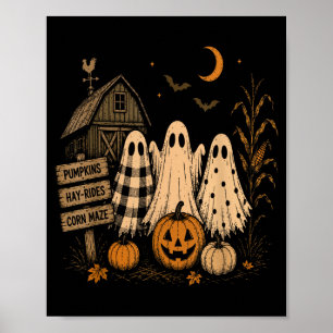 Affiche Le trio fantôme de citrouilles de la saison ferme 