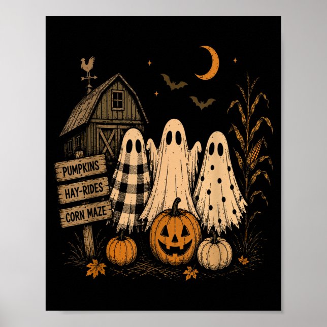 Affiche Le trio fantôme de citrouilles de la saison ferme  (Devant)