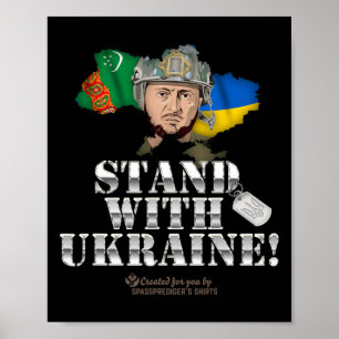 Affiche Le Turkménistan soutient l'Ukraine Drapeau Zelensk