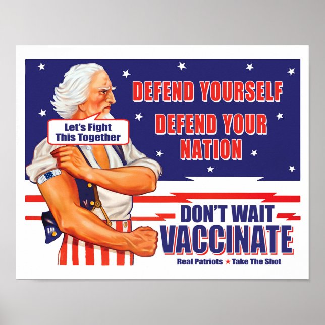 Affiche Le vaccin Oncle Sam Combattons ça Ensemble Post (Devant)
