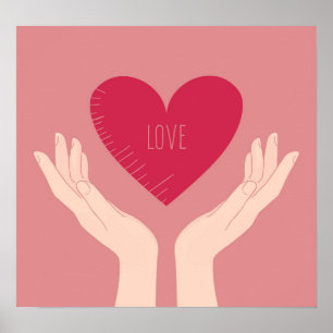 Affiche Le valentine d'amour de coeur rougissent fille