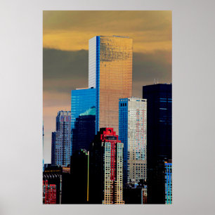 Affiche Le vaste centre financier Manhattan New York