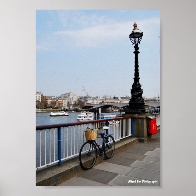 Affiche Le Vélo au bord de la Tamise (Devant)