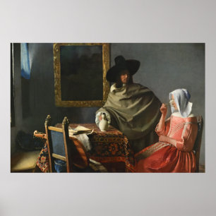 Affiche Le verre de vin (c.1661) — Vermeer