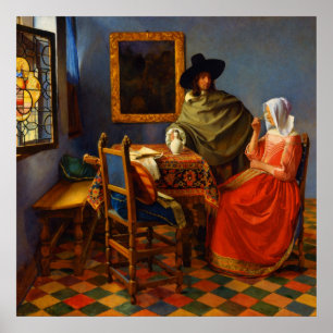 Affiche Le verre de vin par Johannes Vermeer