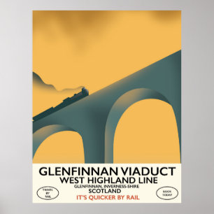 Affiche Le viaduc de Glenfinnan en Écosse.