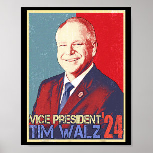 Affiche Le vice-président Harris Tim Walz Waltz Élection 2