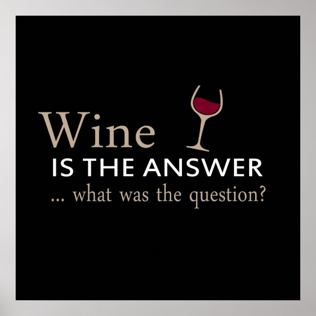 Affiche le vin est la réponse à la question (Devant)