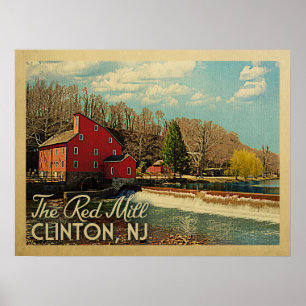 Affiche Le Vintage voyage du New Jersey Red Mill Clinton