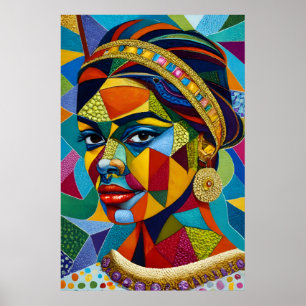 Affiche Le visage d'une femme en mosaïque