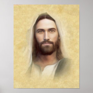 Affiche Le visage saint de l'image de dévotion de Jésus