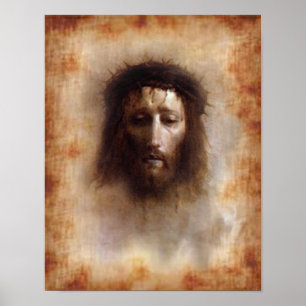 Affiche Le visage saint de l'image de dévotion de Jésus