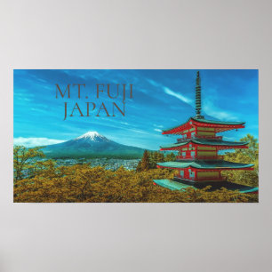 Affiche Le volcan Fuji Pagode japonaise