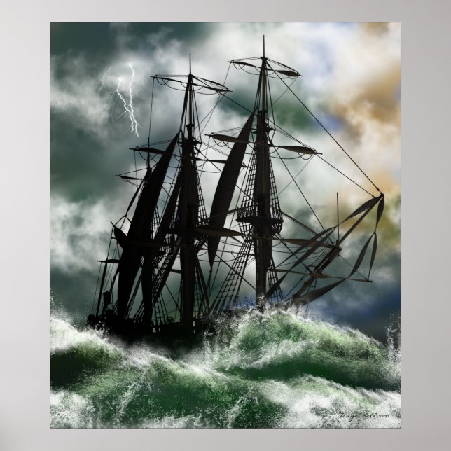 Affiche Le Voyage - Columbus Naviguant Sur L'Océan (Devant)