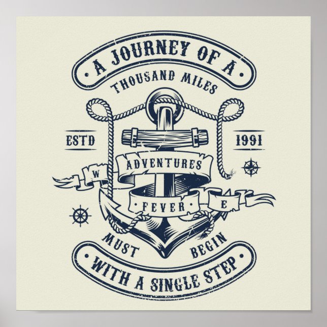 Affiche Le voyage commence par une étape (Devant)