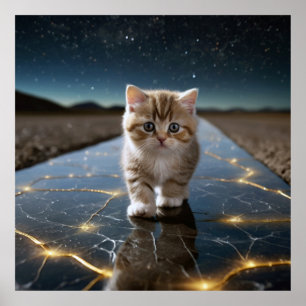 Affiche Le voyage du cœur : citation sur le chaton et l'am