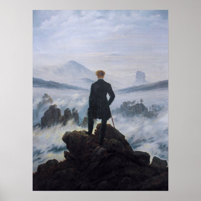 Affiche Le Voyageur contemplant une mer de nuages – Friedr (Devant)