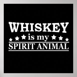Affiche Le whisky est mon animal spirituel citations drôle