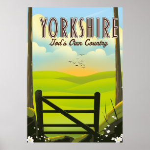 Affiche Le Yorkshire "Le pays de Dieu" vintage voyage post