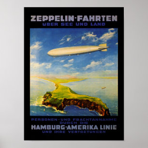 Affiche Le zeppelin se déclenche le ~ au-dessus de la mer