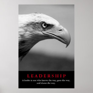 Affiche Leadership de l'oeil de l'aigle noir et blanc