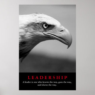 Affiche Leadership de l'oeil de l'aigle noir et blanc