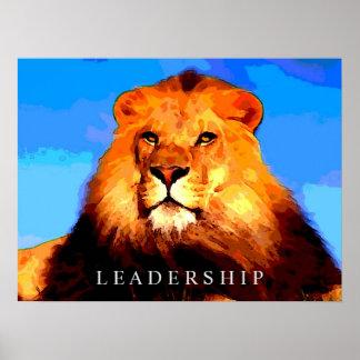 Affiche Leadership King Lion Portrait coloré Oeuvre d'art