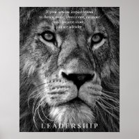 Leadership motivationnel du lion noir et blanc