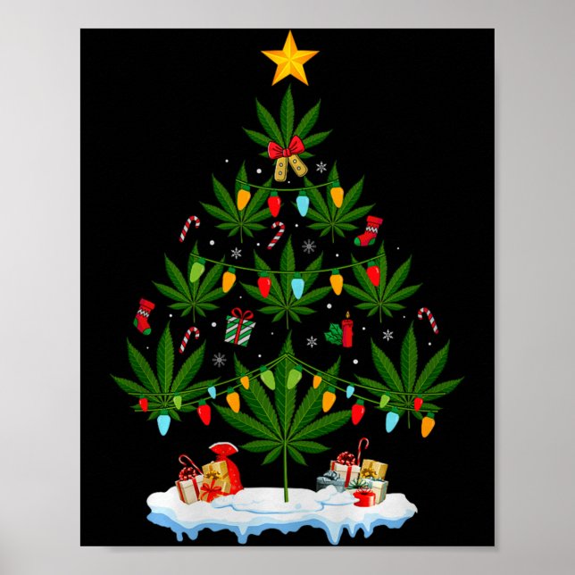 Affiche Leaf Christmas Tree Weed Stoner Xmas Premium Tri-b (Devant)