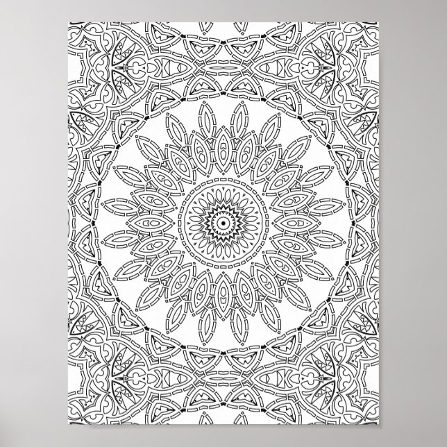 Affiche Leaf Ring Mosaic Coloring Page Pattern Design (Devant)