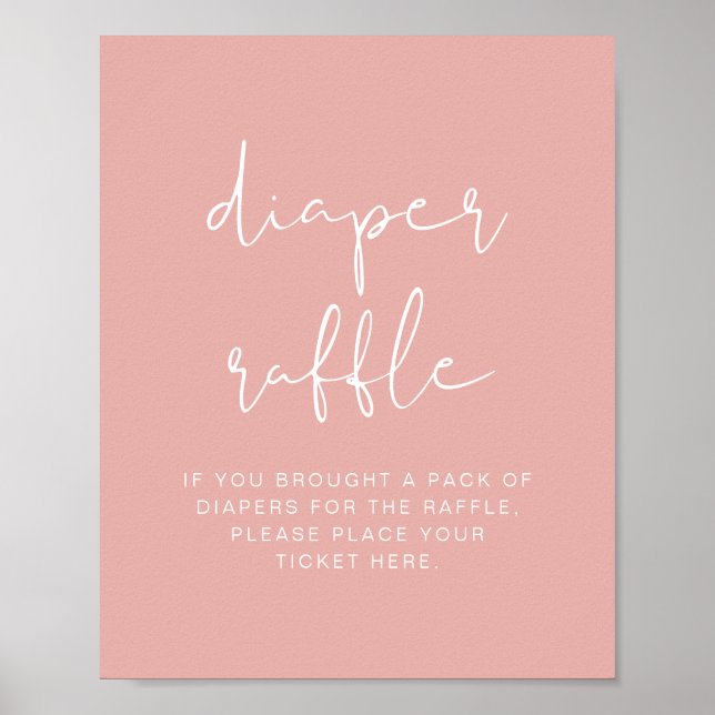 Affiche LEAH Vibrant Pastel Blush Pink Diaper Jeu Raffle (Devant)