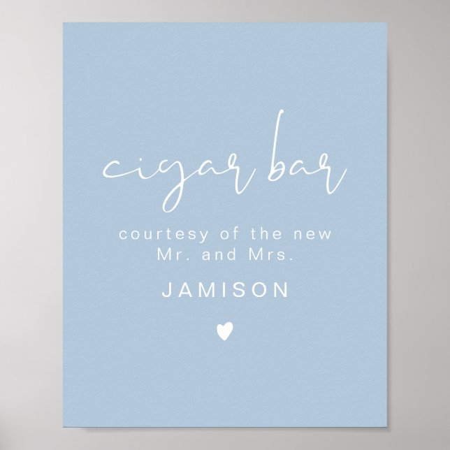 Affiche LEAH Vibrant Pastel Dusty Blue Mariage Cigar Bar (Devant)