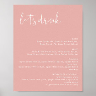 Affiche LEAH Vibrant Pastel Pink Let's Drink Bar Menu