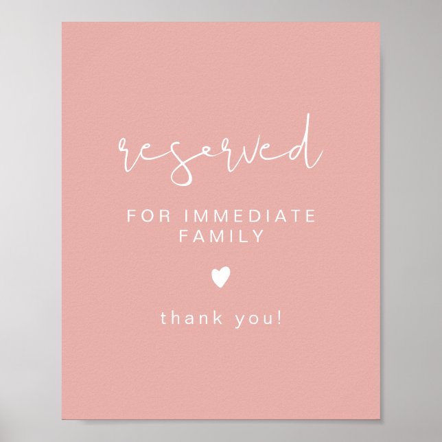 Affiche LEAH Vibrant Pastel Rose Mariage Réservé Siège (Devant)
