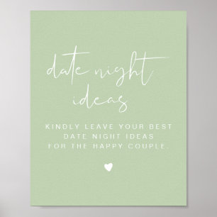 Affiche LEAH Vibrant Pastel Vert Date Carte de nuit Modèle