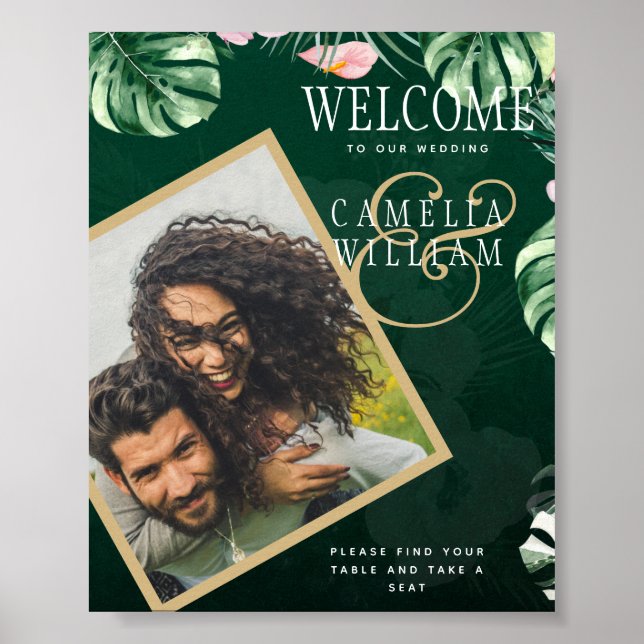 Affiche LeahG Mariage botanique vert tropical (Devant)