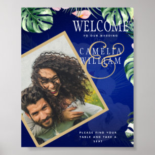 Affiche LeahG Mariage floral bleu vert tropical