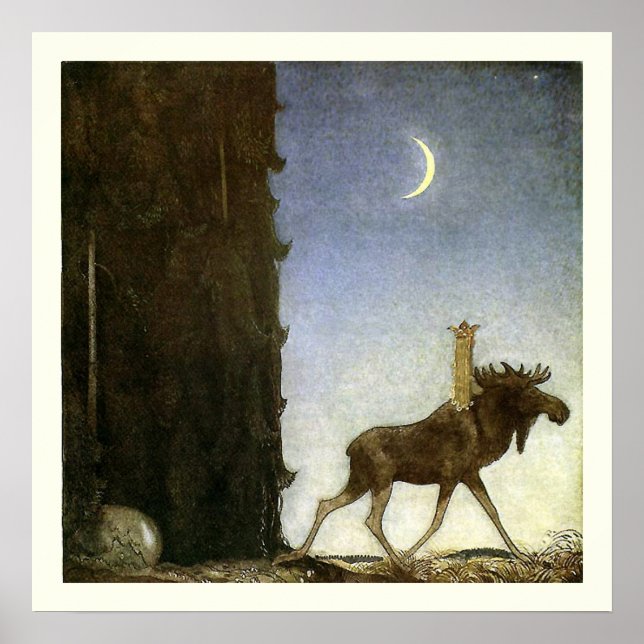 Affiche Leap Elk and Princess Tuvstarr par John Bauer (Devant)