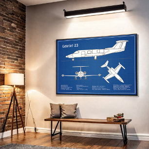 Affiche Learjet 23 - Plan de dessin du plan directeur de l